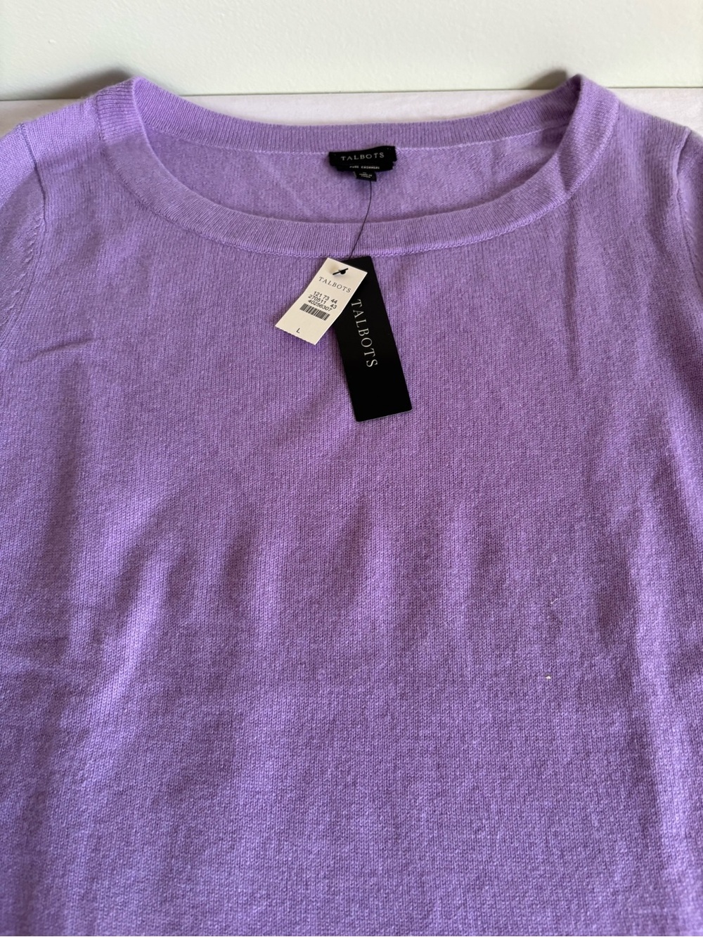 Talbots Light Lilac Cashmere Crewneck Sweater NWT Size Large